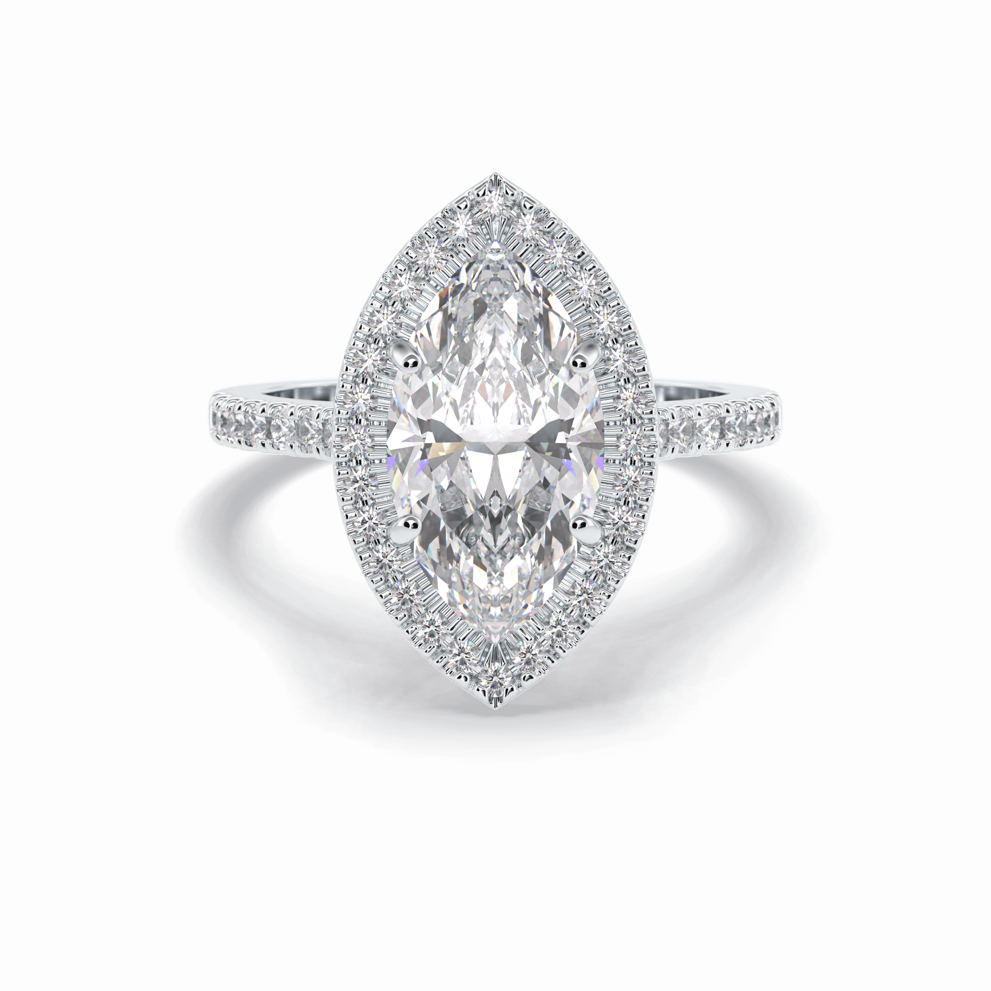 Marquise Halo & Pave Lab Grown Diamond Engagement Ring