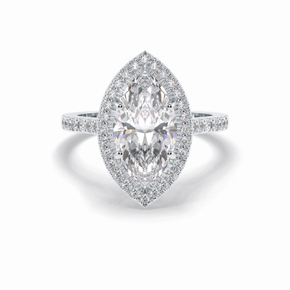 Marquise Halo & Pave Lab Grown Diamond Engagement Ring