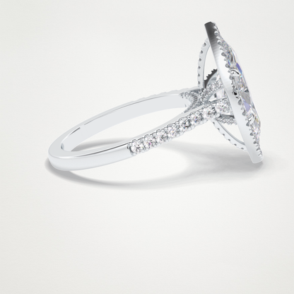 Marquise Halo & Pave Lab Grown Diamond Engagement Ring