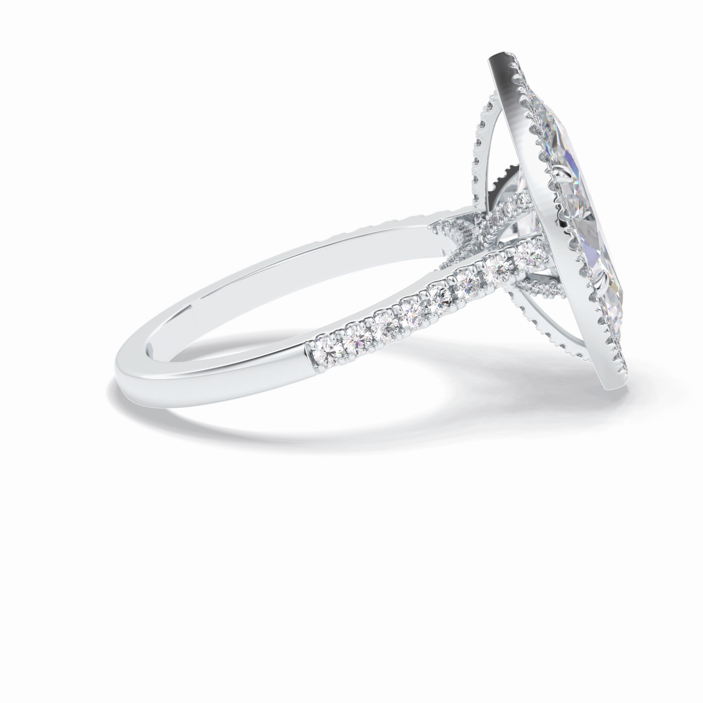 Marquise Halo & Pave Lab Grown Diamond Engagement Ring