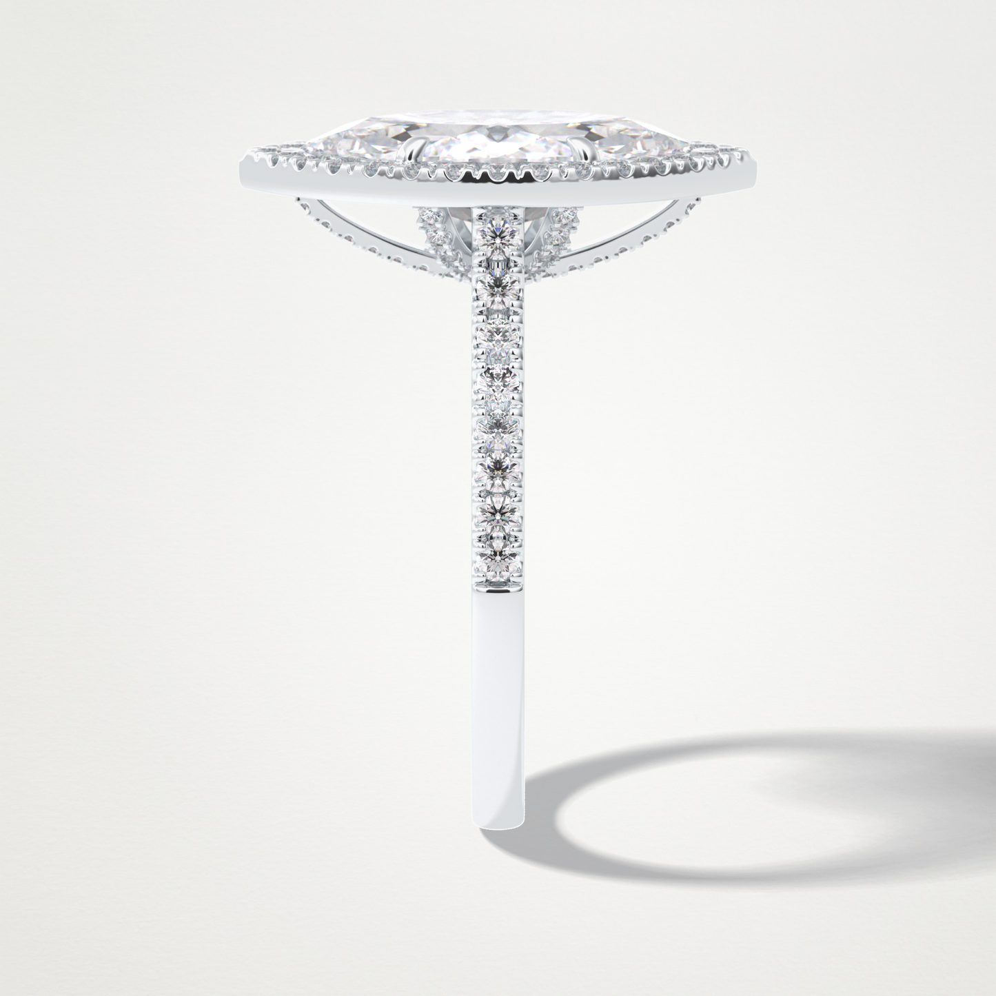 Marquise Halo & Pave Lab Grown Diamond Engagement Ring