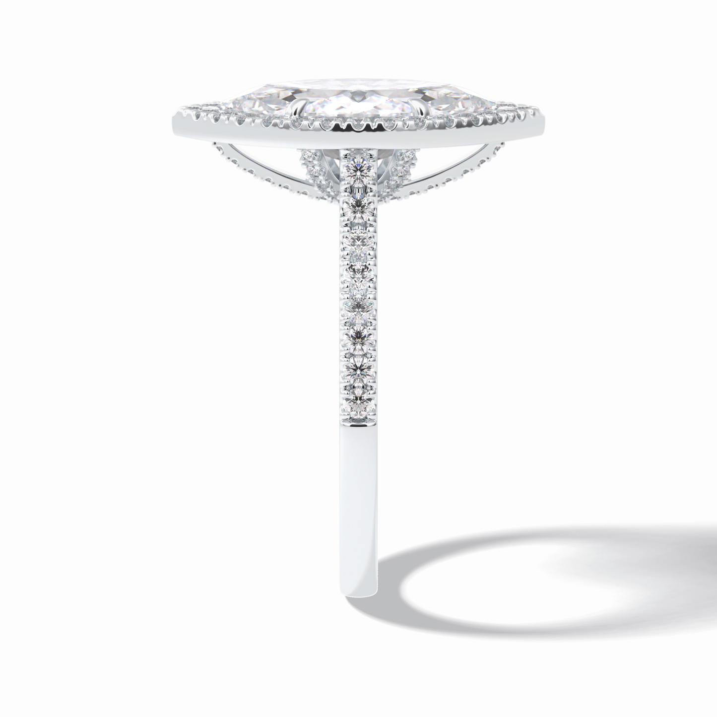 Marquise Halo & Pave Lab Grown Diamond Engagement Ring