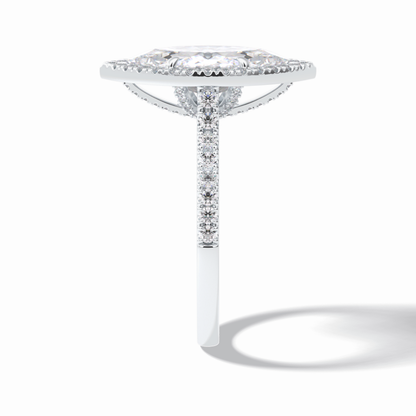 Marquise Halo & Pave Lab Grown Diamond Engagement Ring