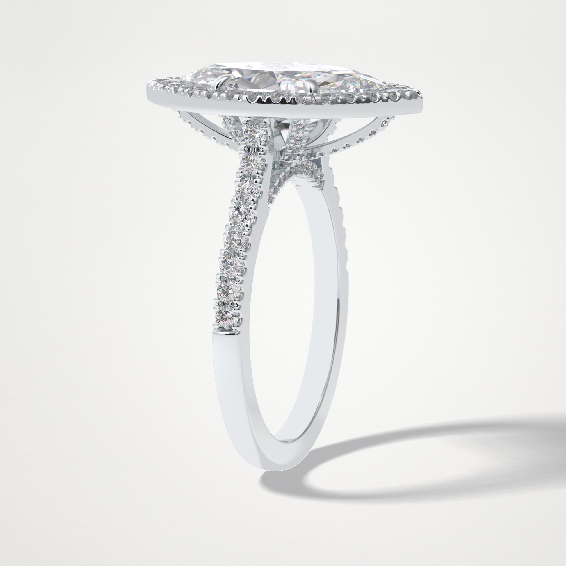 Marquise Halo & Pave Lab Grown Diamond Engagement Ring