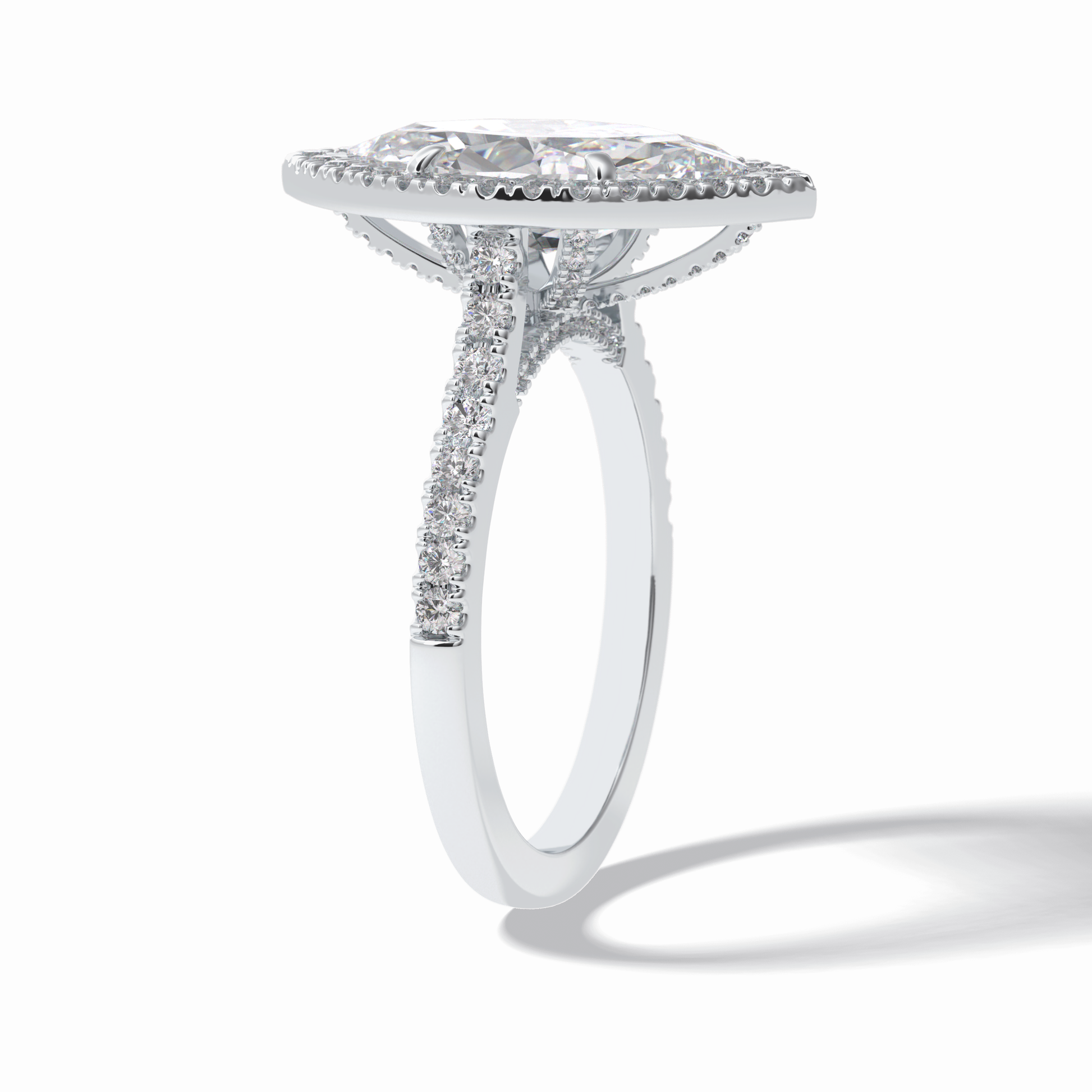 Marquise Halo & Pave Lab Grown Diamond Engagement Ring