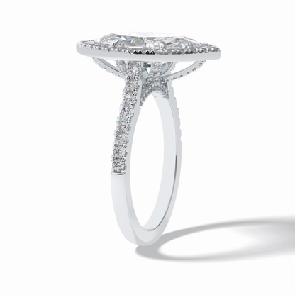 Marquise Halo & Pave Lab Grown Diamond Engagement Ring