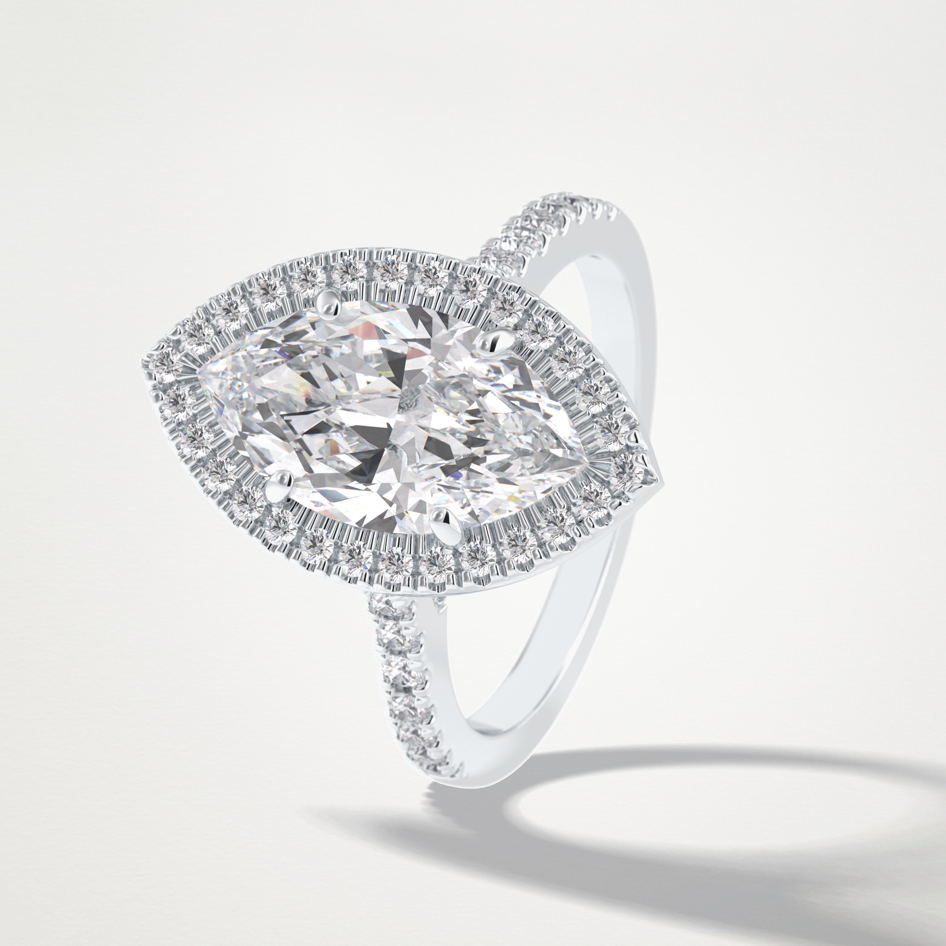 Marquise Halo & Pave Lab Grown Diamond Engagement Ring