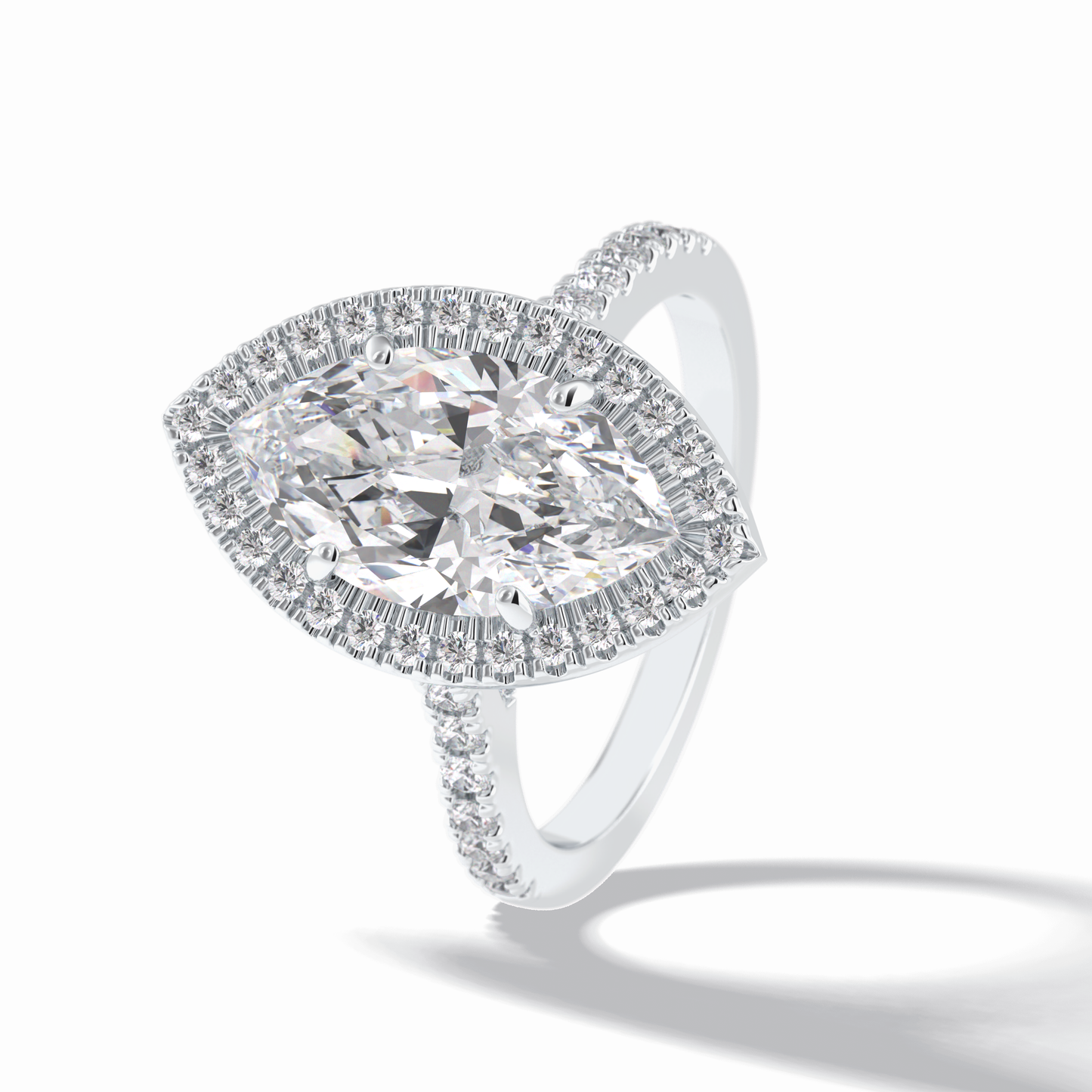 Marquise Halo & Pave Lab Grown Diamond Engagement Ring