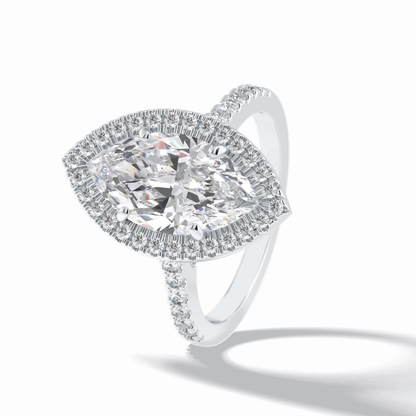 Marquise Halo & Pave Lab Grown Diamond Engagement Ring