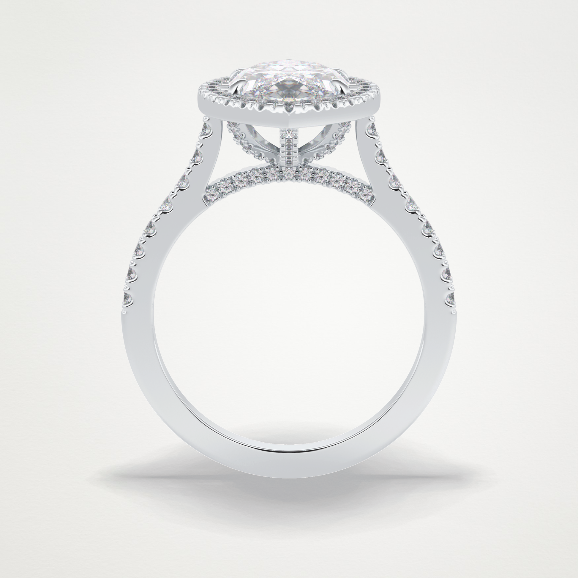 Marquise Halo & Pave Lab Grown Diamond Engagement Ring