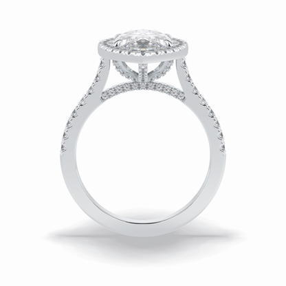 Marquise Halo & Pave Lab Grown Diamond Engagement Ring
