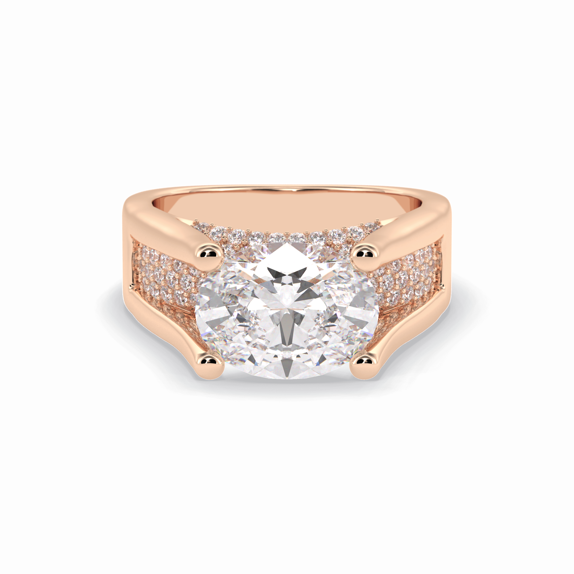 Oval Pave Lab Grown Diamond Engagement Ring