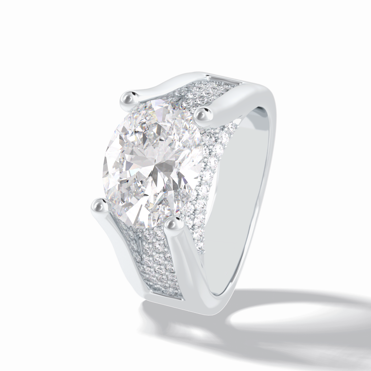 Oval Pave Lab Grown Diamond Engagement Ring