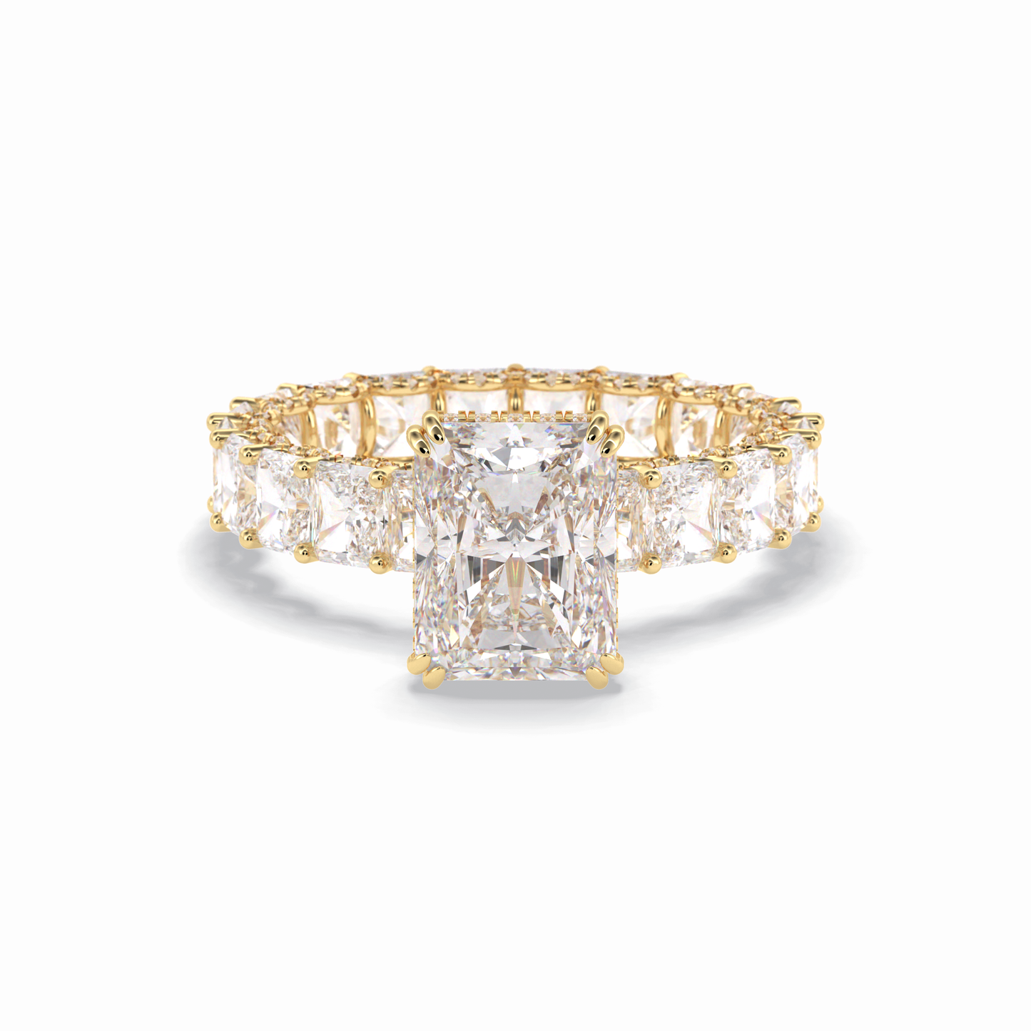 Radiant Hidden Halo & Pave Lab Grown Diamond Engagement Ring
