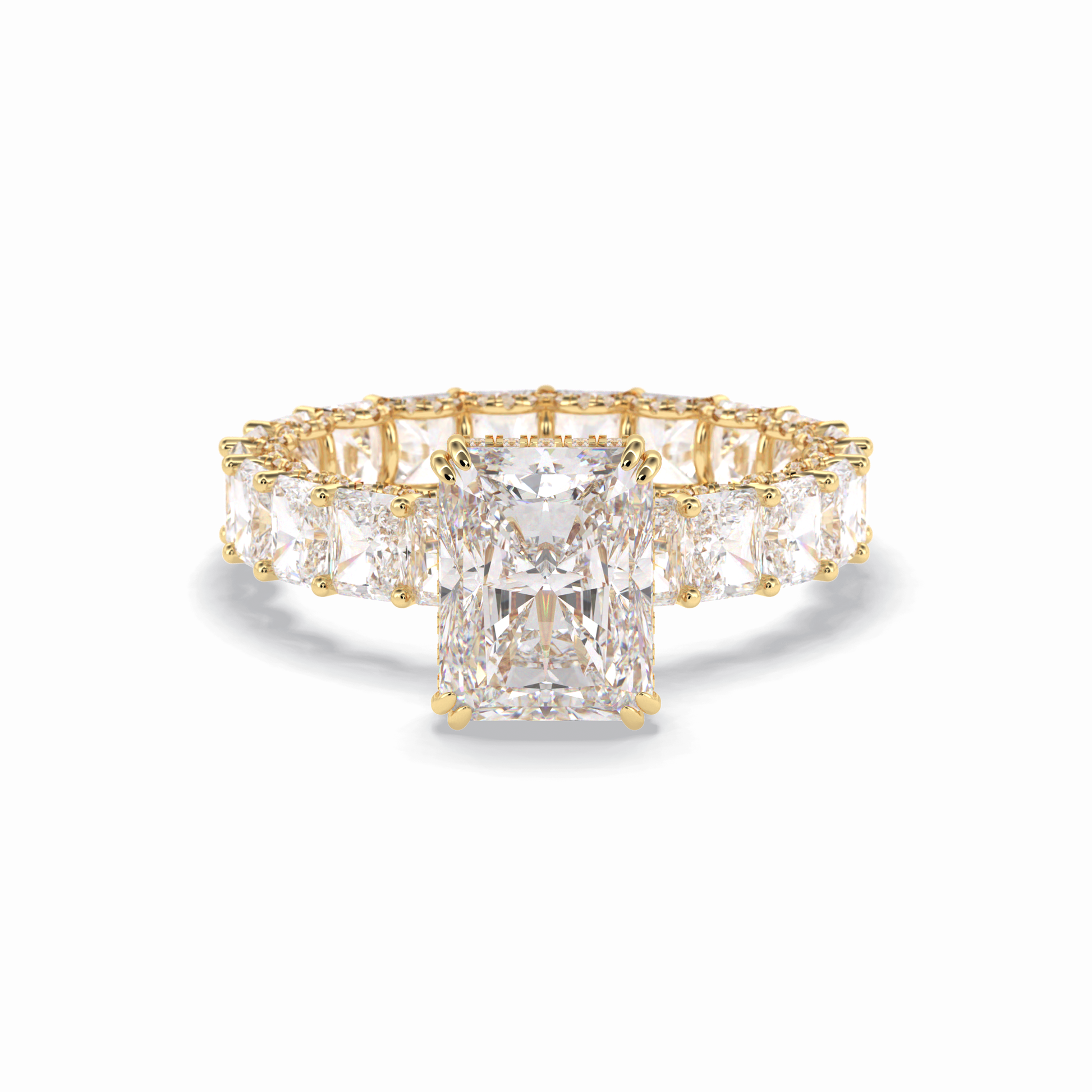 Radiant Hidden Halo & Pave Lab Grown Diamond Engagement Ring