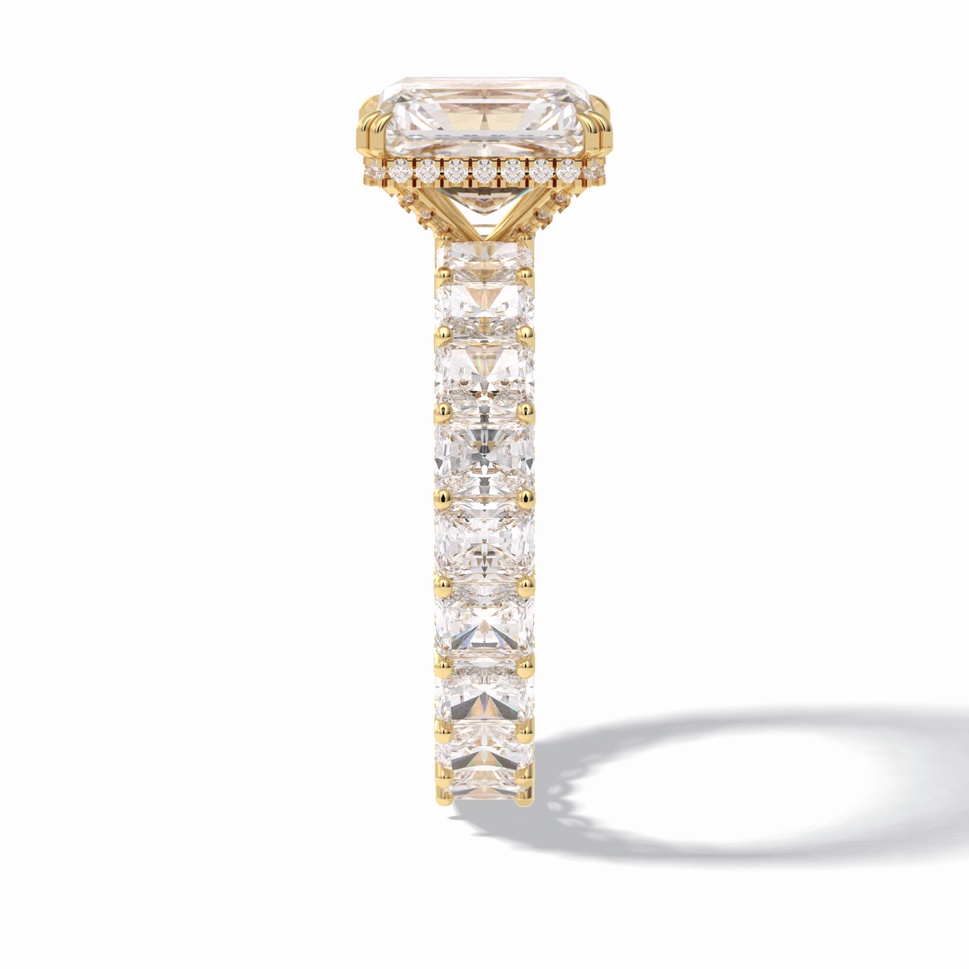 Radiant Hidden Halo & Pave Lab Grown Diamond Engagement Ring