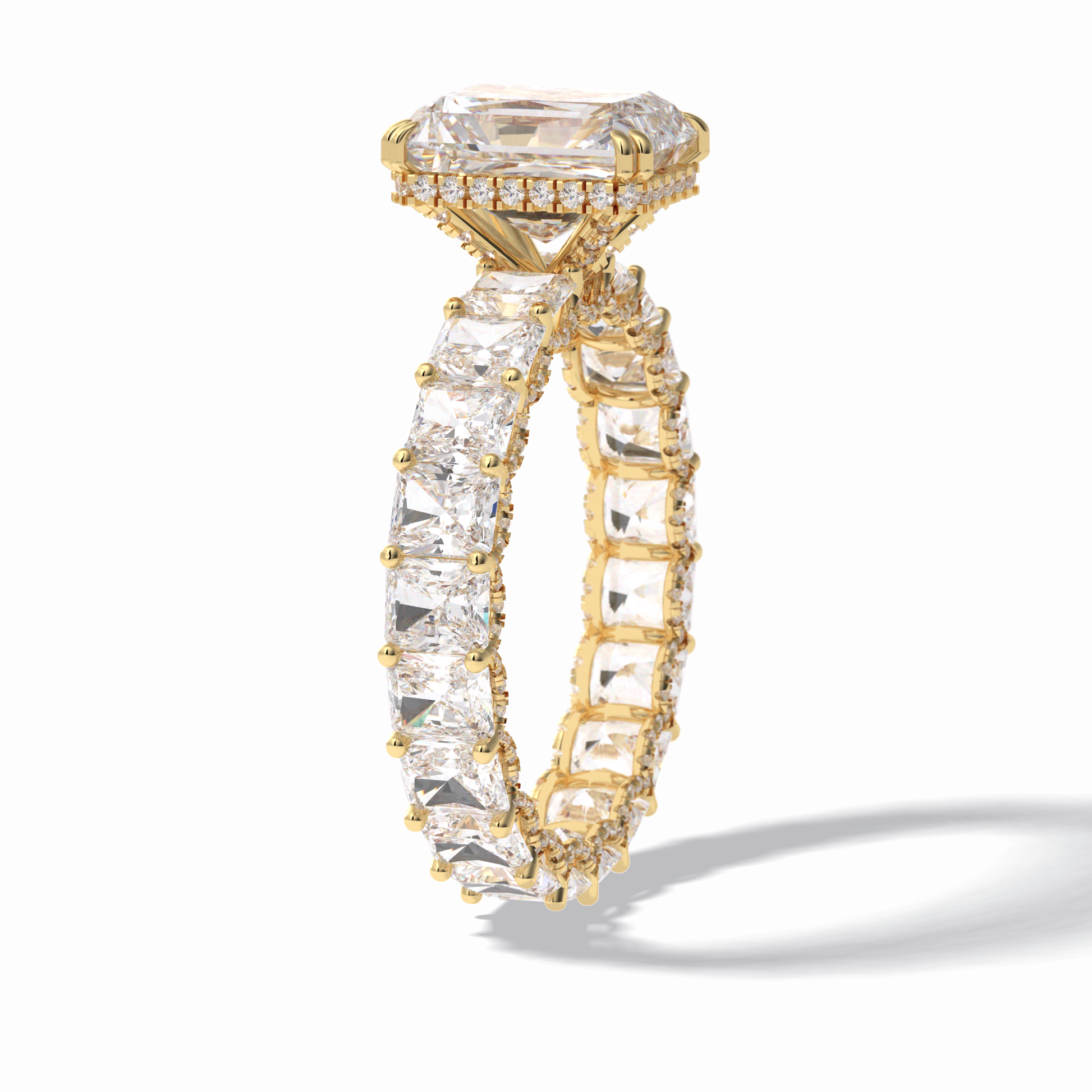 Radiant Hidden Halo & Pave Lab Grown Diamond Engagement Ring