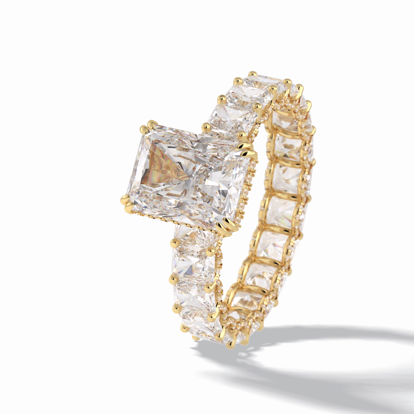 Radiant Hidden Halo & Pave Lab Grown Diamond Engagement Ring