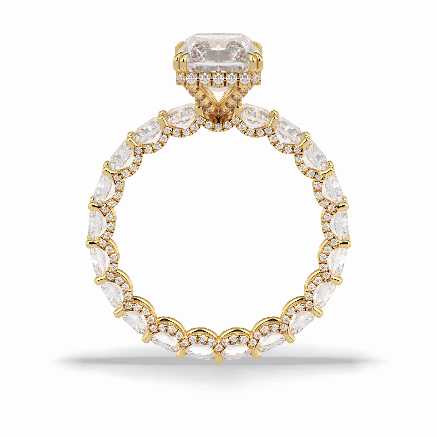 Radiant Hidden Halo & Pave Lab Grown Diamond Engagement Ring