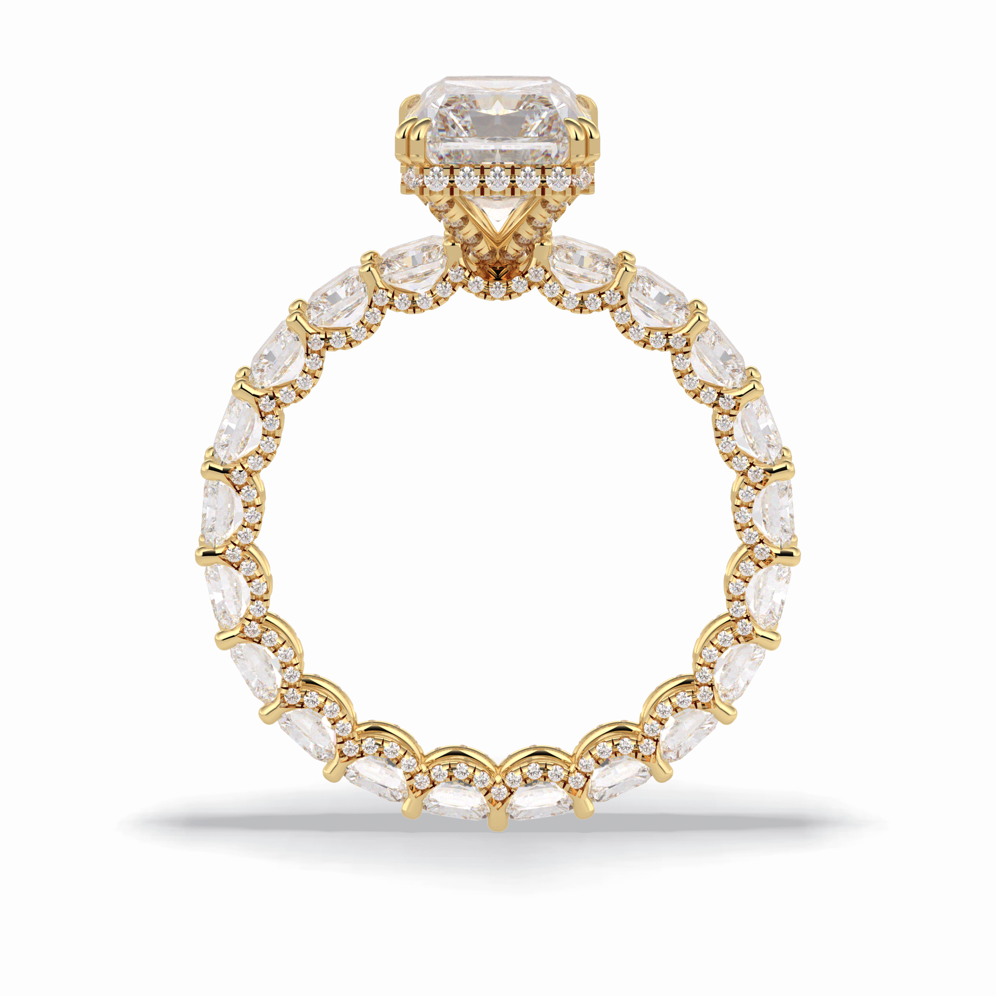 Radiant Hidden Halo & Pave Lab Grown Diamond Engagement Ring