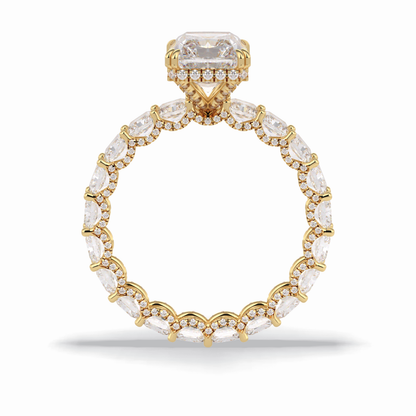 Radiant Hidden Halo & Pave Lab Grown Diamond Engagement Ring