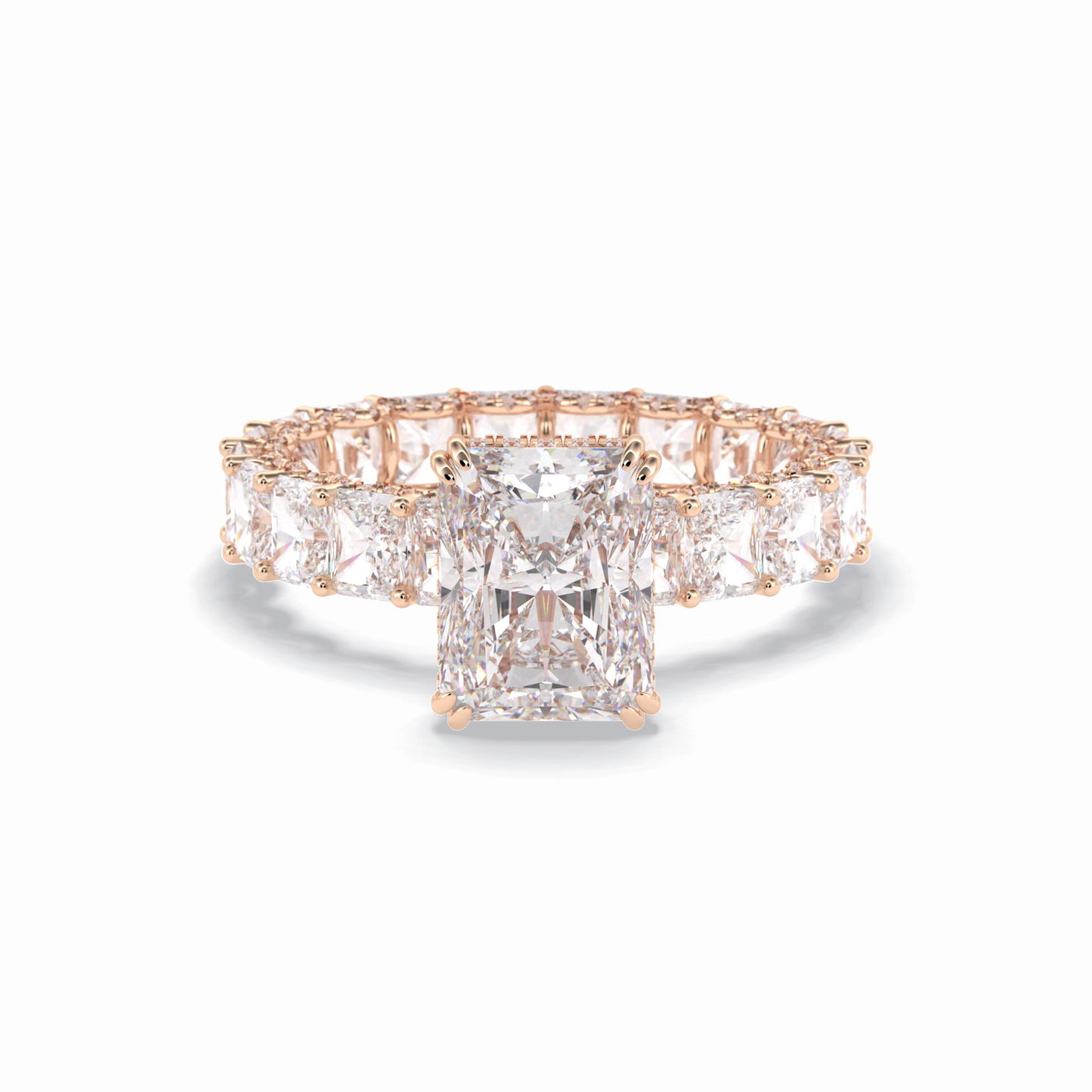 Radiant Hidden Halo & Pave Lab Grown Diamond Engagement Ring