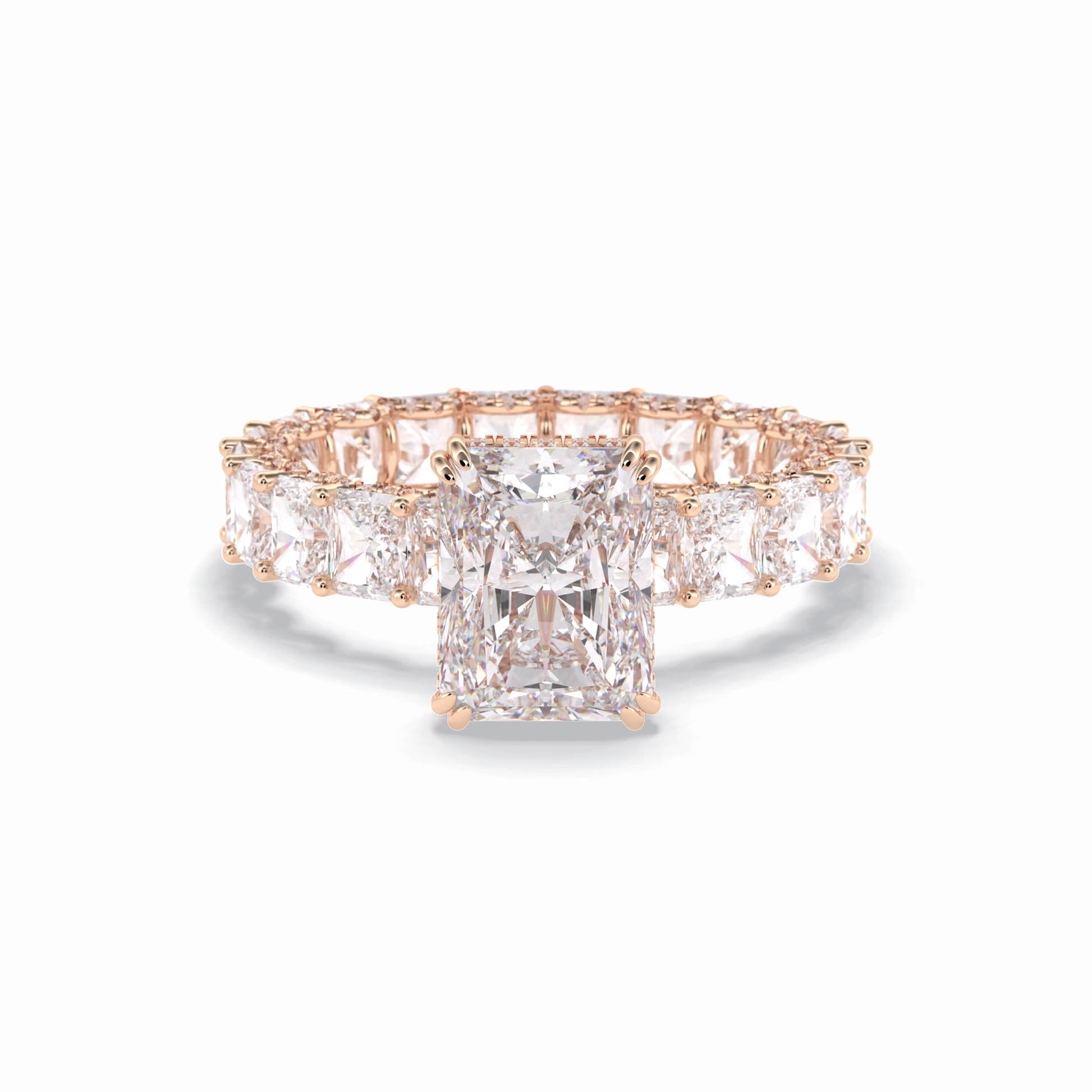 Radiant Hidden Halo & Pave Lab Grown Diamond Engagement Ring