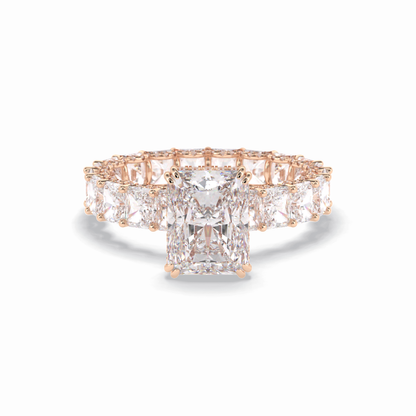 Radiant Hidden Halo & Pave Lab Grown Diamond Engagement Ring