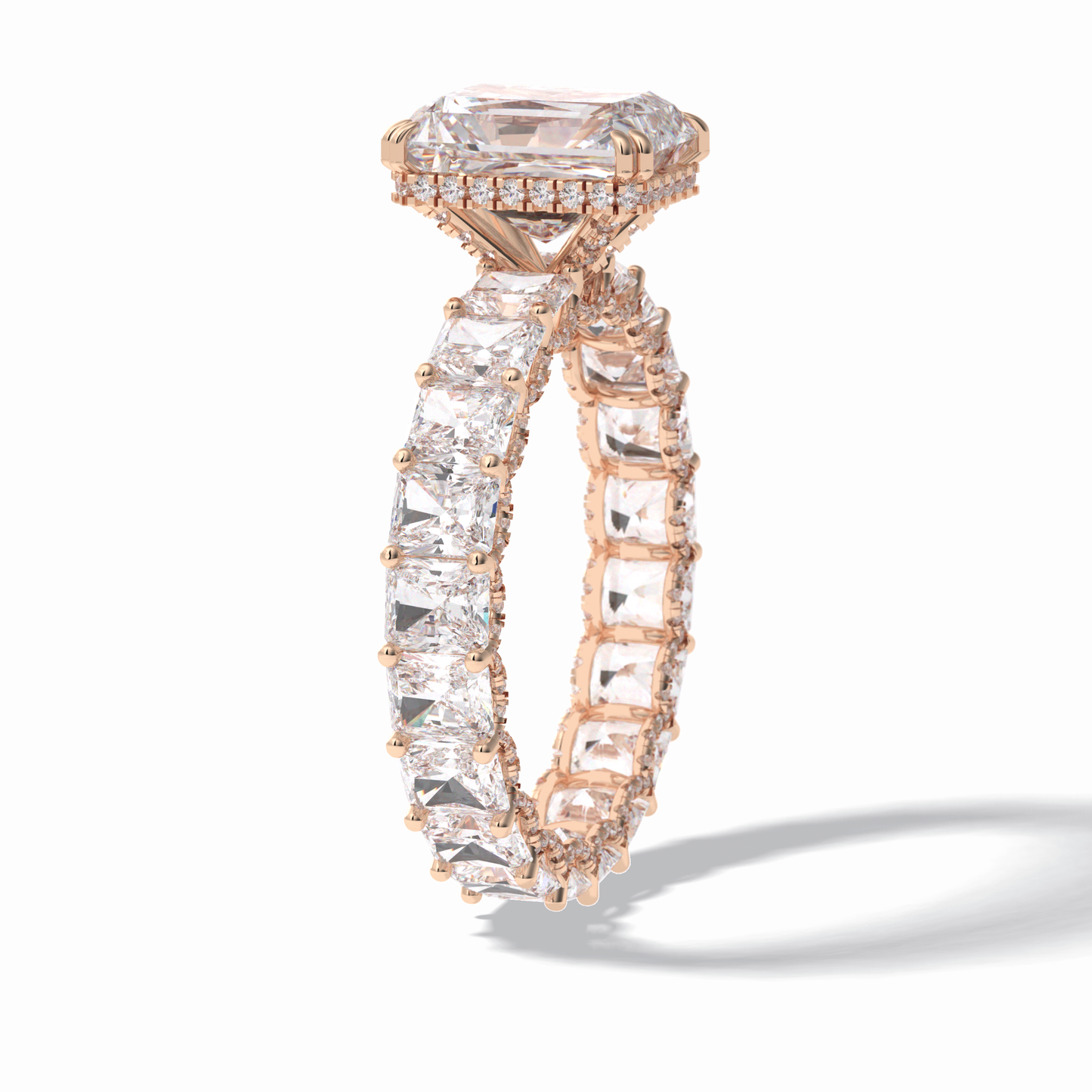 Radiant Hidden Halo & Pave Lab Grown Diamond Engagement Ring