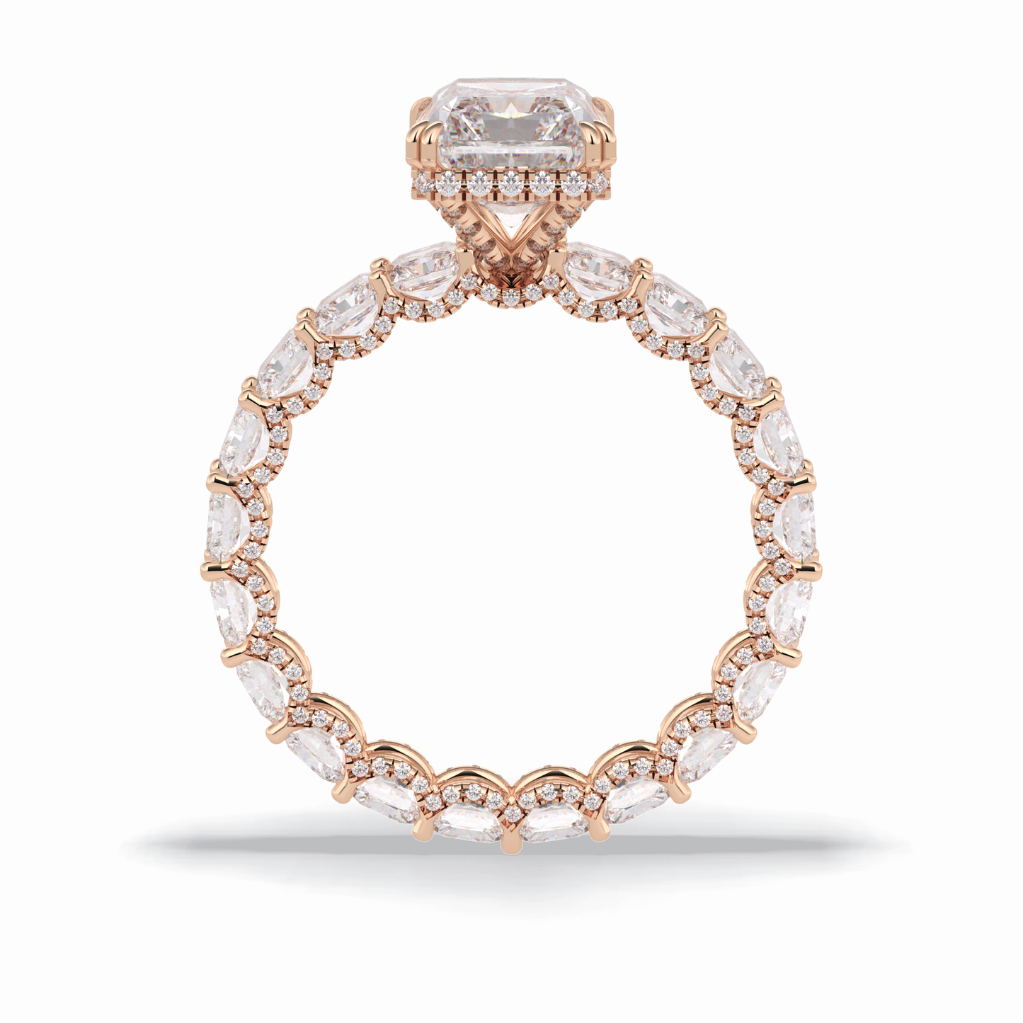 Radiant Hidden Halo & Pave Lab Grown Diamond Engagement Ring