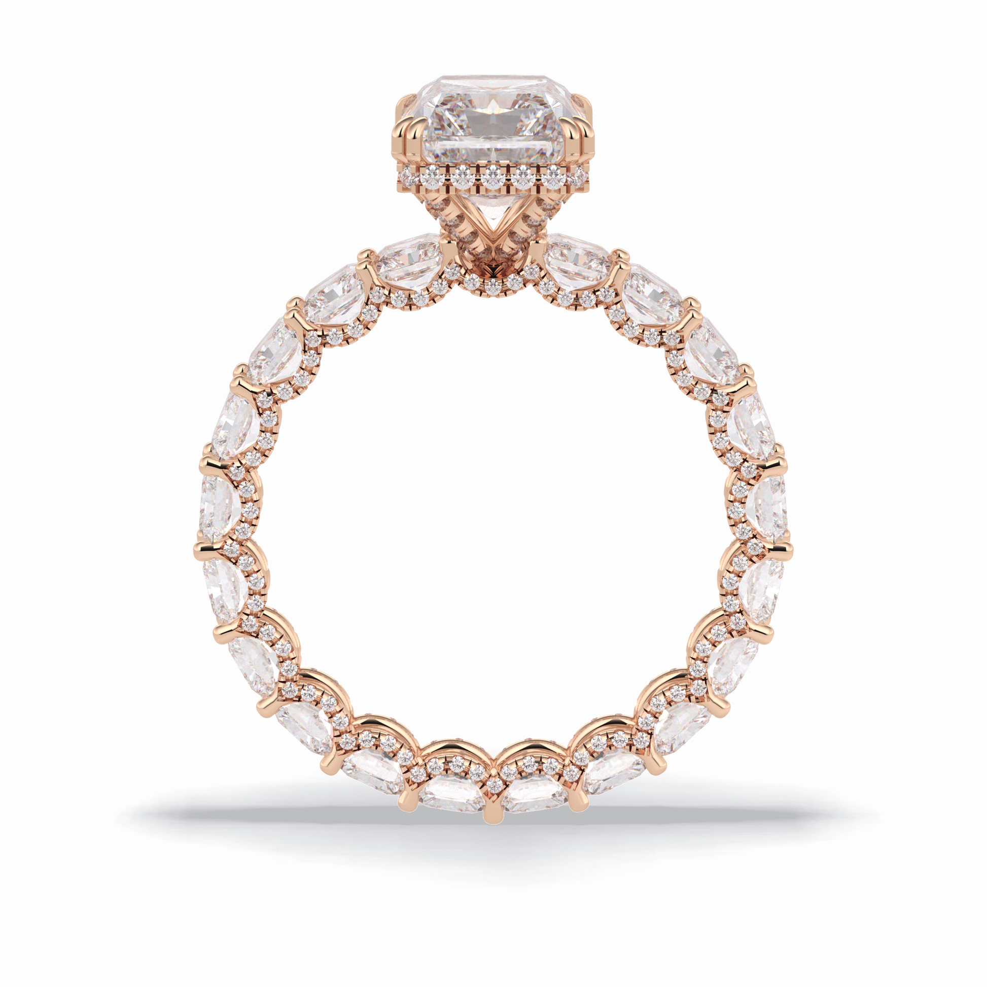 Radiant Hidden Halo & Pave Lab Grown Diamond Engagement Ring