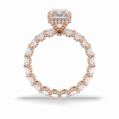 Radiant Hidden Halo & Pave Lab Grown Diamond Engagement Ring