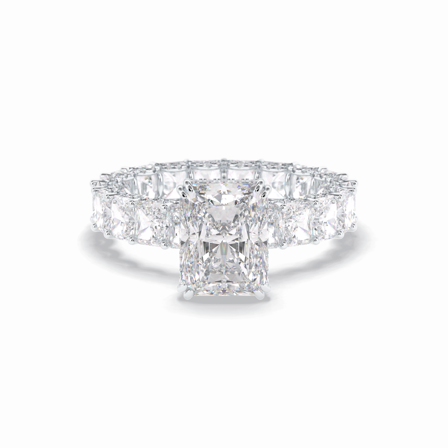 Radiant Hidden Halo & Pave Lab Grown Diamond Engagement Ring