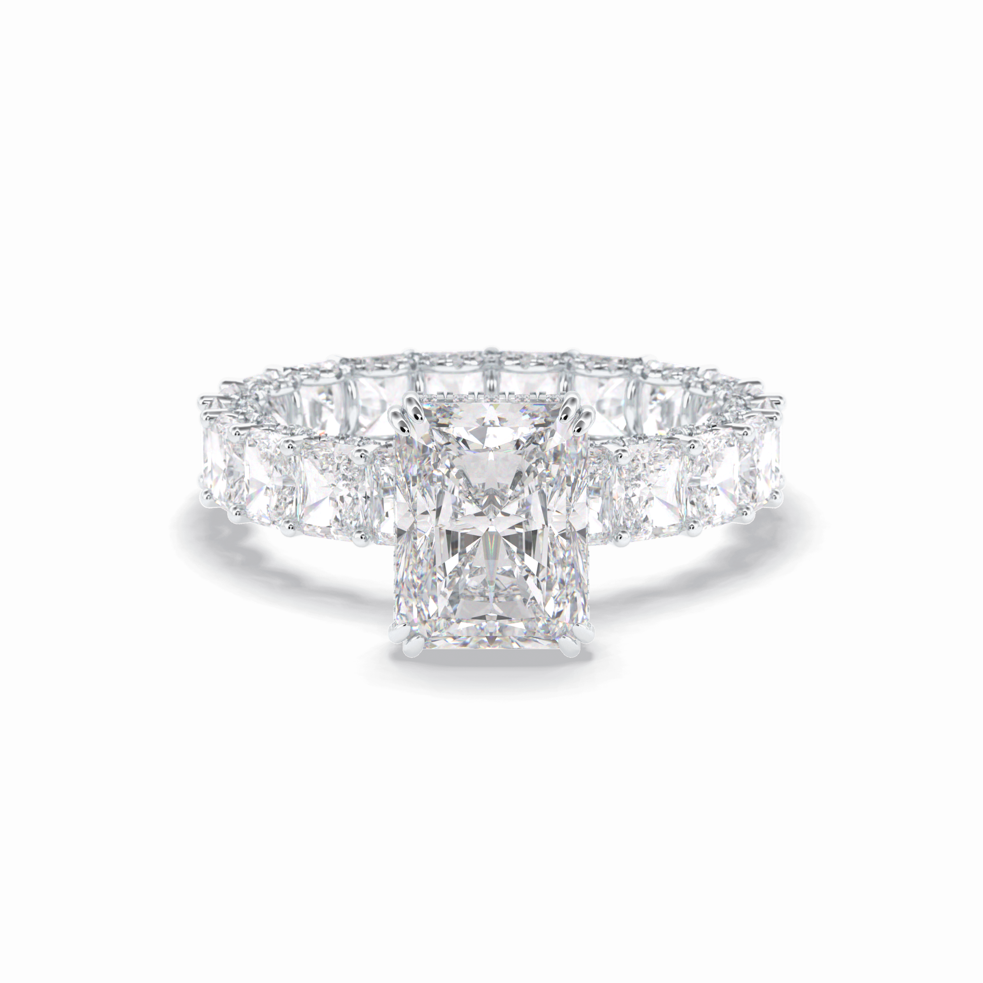 Radiant Hidden Halo & Pave Lab Grown Diamond Engagement Ring