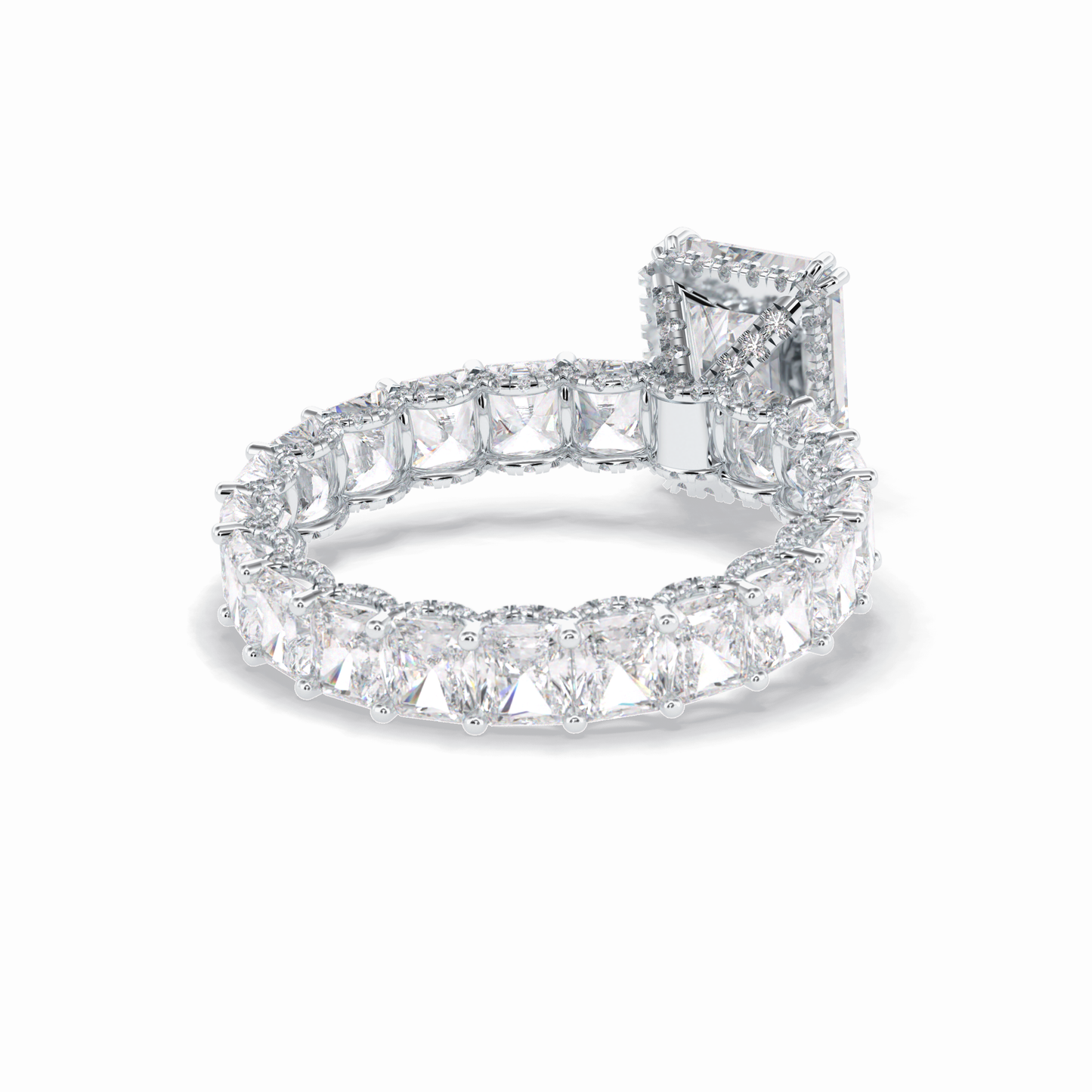 Radiant Hidden Halo & Pave Lab Grown Diamond Engagement Ring