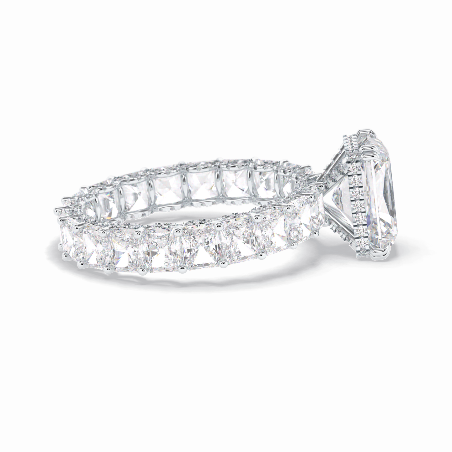 Radiant Hidden Halo & Pave Lab Grown Diamond Engagement Ring