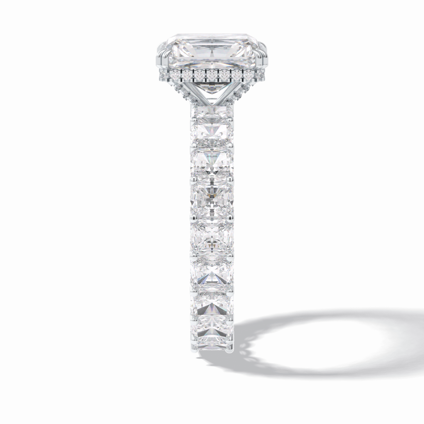 Radiant Hidden Halo & Pave Lab Grown Diamond Engagement Ring