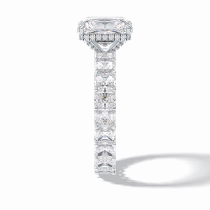 Radiant Hidden Halo & Pave Lab Grown Diamond Engagement Ring