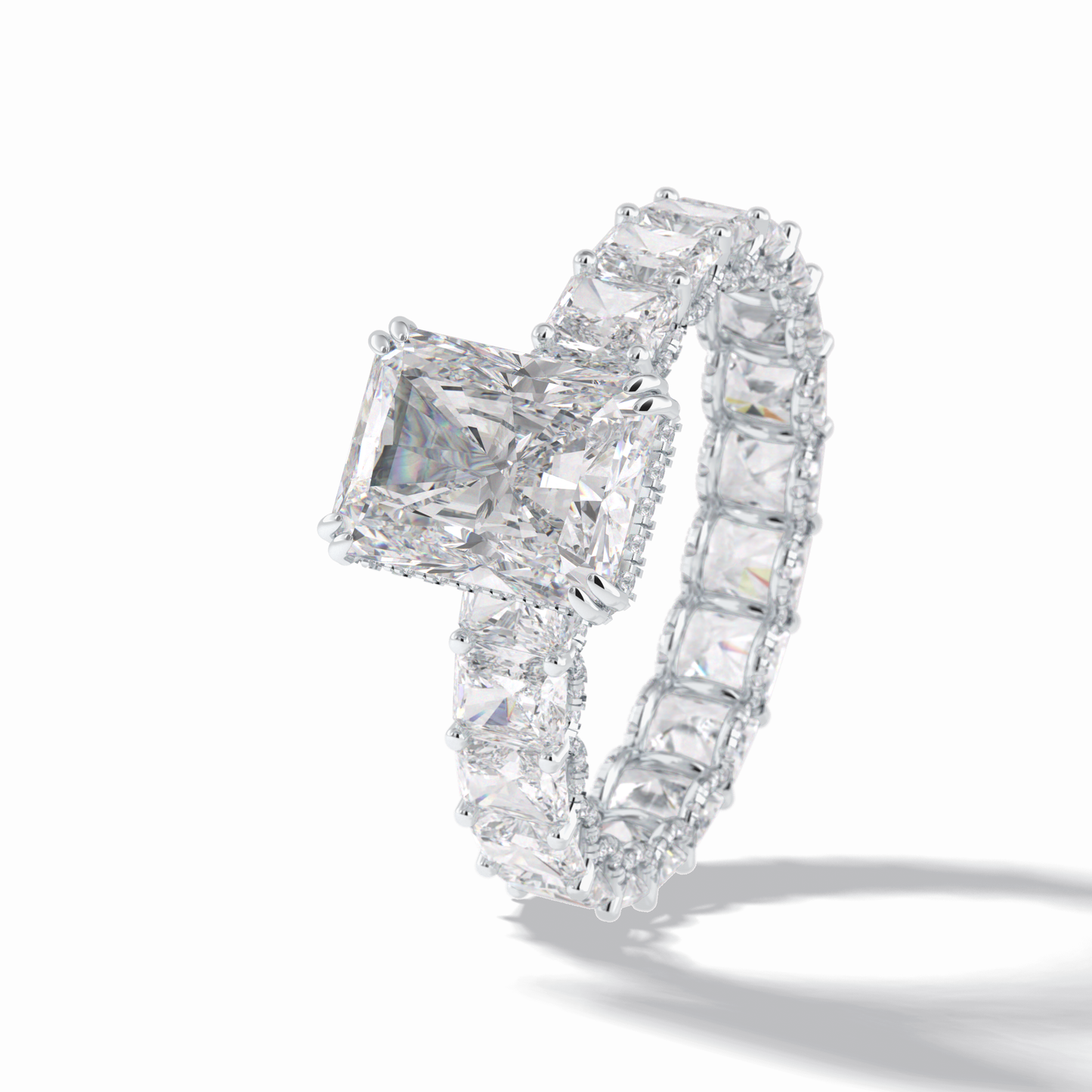 Radiant Hidden Halo & Pave Lab Grown Diamond Engagement Ring