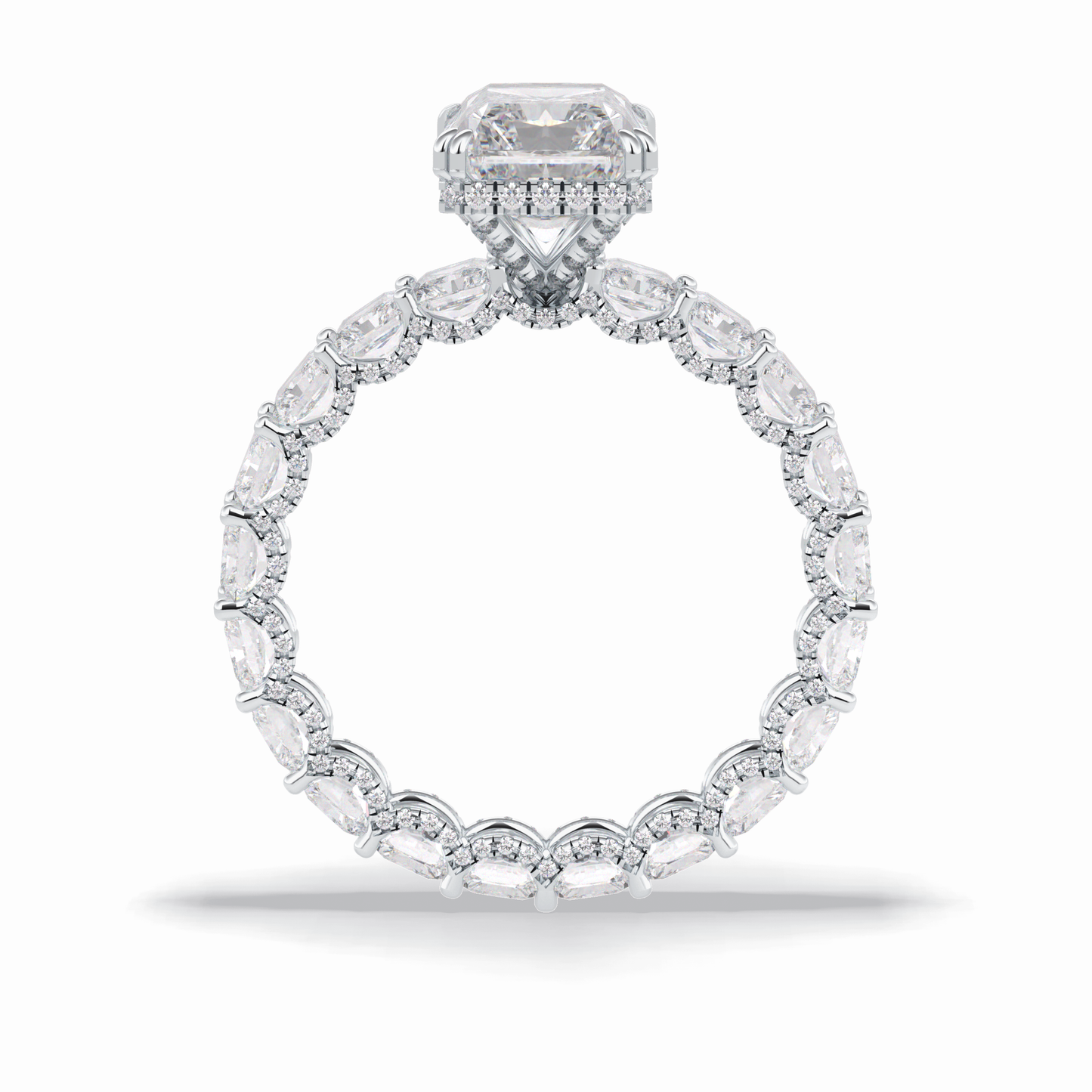 Radiant Hidden Halo & Pave Lab Grown Diamond Engagement Ring