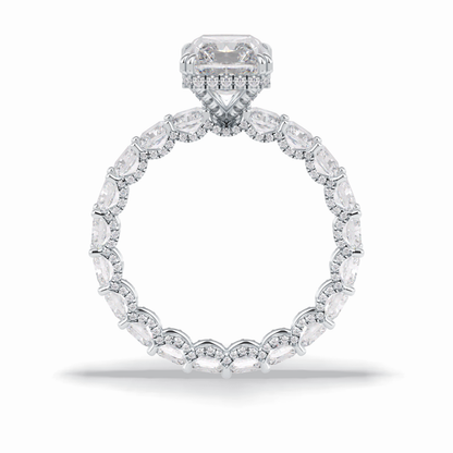 Radiant Hidden Halo & Pave Lab Grown Diamond Engagement Ring