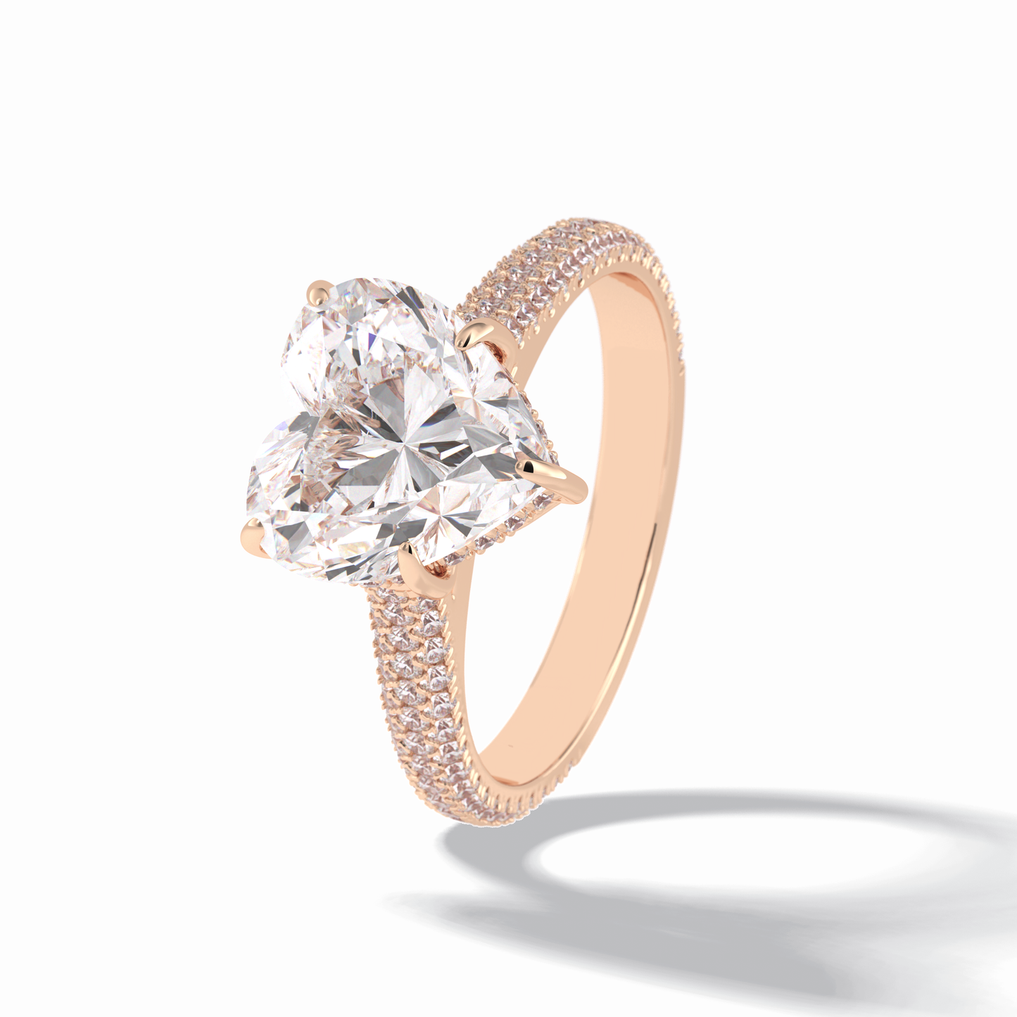 Heart Hidden Halo & Pave Lab Grown Diamond Engagement Ring