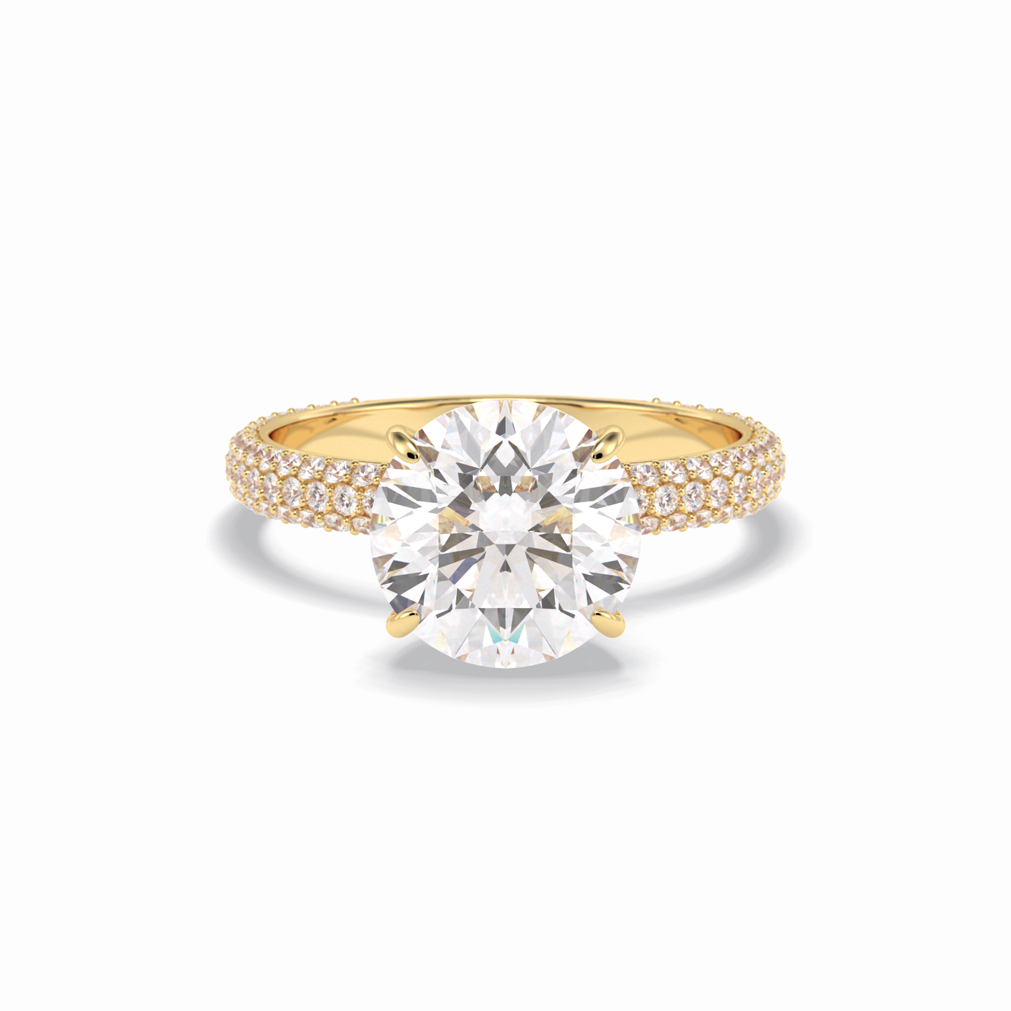 Round Hidden Halo & Pave Lab Grown Diamond Engagement Ring