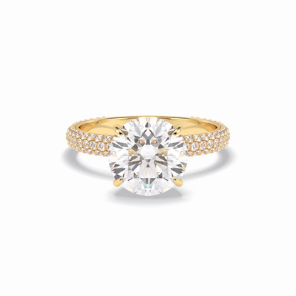 Round Hidden Halo & Pave Lab Grown Diamond Engagement Ring