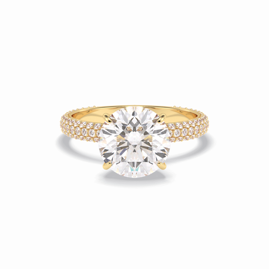 Round Hidden Halo & Pave Lab Grown Diamond Engagement Ring