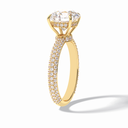 Round Hidden Halo & Pave Lab Grown Diamond Engagement Ring