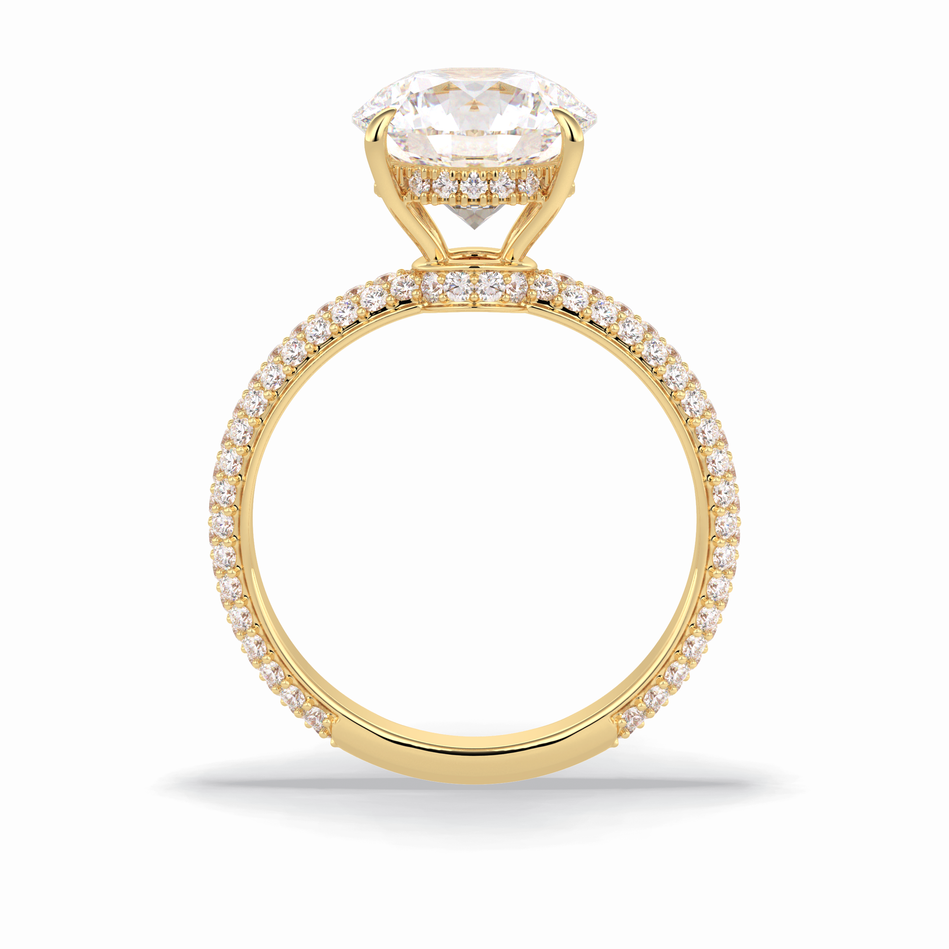 Round Hidden Halo & Pave Lab Grown Diamond Engagement Ring
