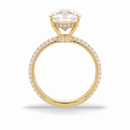 Round Hidden Halo & Pave Lab Grown Diamond Engagement Ring