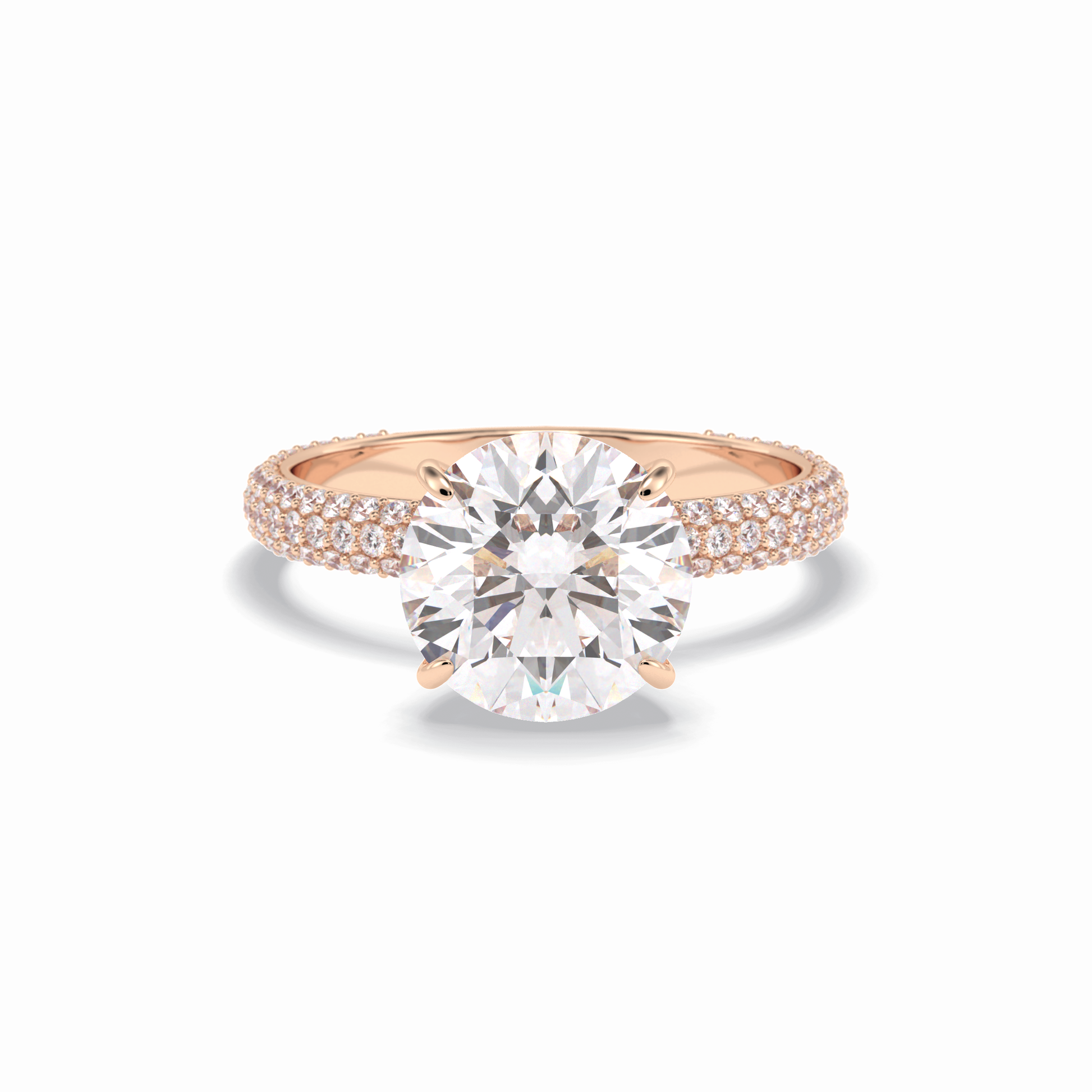 Round Hidden Halo & Pave Lab Grown Diamond Engagement Ring