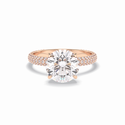 Round Hidden Halo & Pave Lab Grown Diamond Engagement Ring
